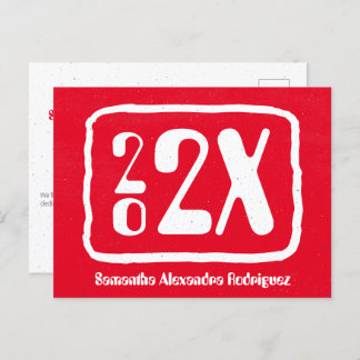 Red Funky Class Year Abschluss Postcard Postkarte