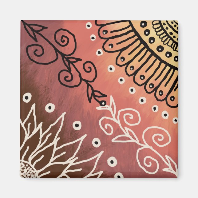 Red Funny Art Pattern Magnet (Vorne)