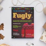 Red Funny Fugly Ugly Sweater Weihnachts-Party Einladung<br><div class="desc">Erleben Sie die Weihnachtsfeierlichkeiten mit der Party Einladung aus Strickpullover mit lebendiger Typografie auf einem Kreideboden. Fügen Sie einfach Ihre Veranstaltungsdetails zu dieser einfach zu bedienenden Vorlage hinzu,  um sie zu einer einmaligen Einladung zu machen. Dreh die Karte auf,  um ein Strickpullover auf der Kartenrückseite zu zeigen.</div>