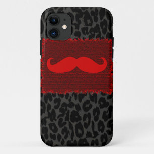Red Funny Mustache und Leopard Print Case-Mate iPhone Hülle
