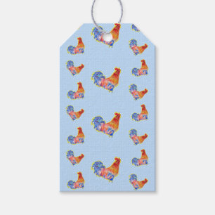 Red Funny Rooster Cockerel Blue und White Spots Geschenkanhänger