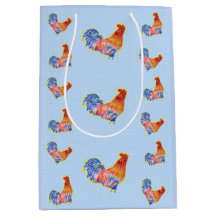 Red Funny Rooster Cockerel Blue und White Spots