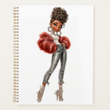 Red Fur Glam Girl Planner