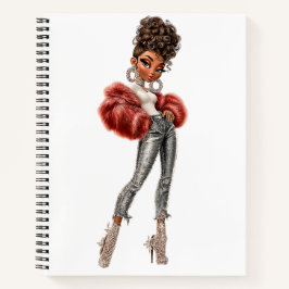  Red Fur Glam Girl Spiral Notebook Notizbuch