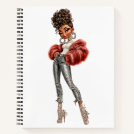  Red Fur Glam Girl Spiral Notebook Notizbuch