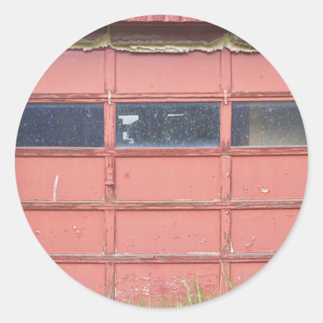 Red Garage Door Runder Aufkleber (Vorderseite)
