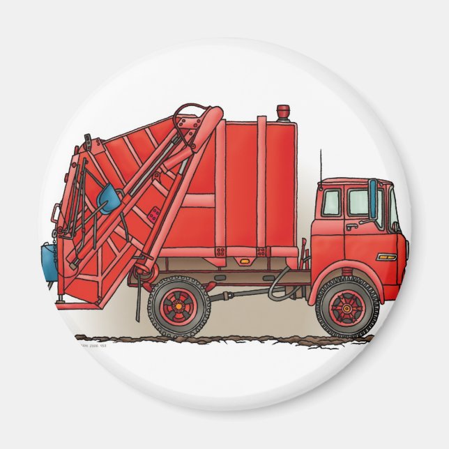 Red Garbour Truck Magnet (Vorne)