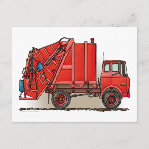 Red Garbour Truck Postkarte