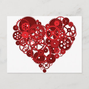 Red Gears Heart Postkarte