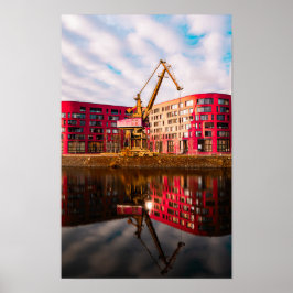 Red Gebäude Reflections - Duisburg Harbourside Poster