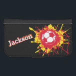 Red Gelb Fußball / Fußball Tor Namensklappe Geldbeutel Hülle Für Das Samsung Galaxy S4<br><div class="desc">Hell gelb und rot (Spanisch) Fußball / Fußball-Ball Platting in der Rückseite des Tors / net Kinder Handy Gehäuse. Ideal für Fußball- oder Fußball-Fans,  personalisieren Sie mit Ihrem eigenen Namen derzeit liest Jackson. Entworfen von Sarah Trett.</div>