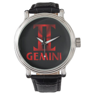 Red Gemini Symbol Armbanduhr