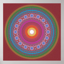 Red Gemustert Mandala Poster