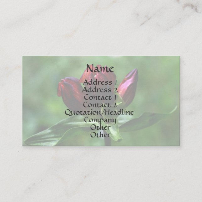 Red Gentian Floral Business Card Visitenkarte (Vorderseite)