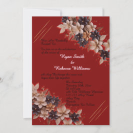 Red Geometric Floral Wedding Invitation Einladung