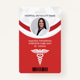 Red Geometric Nurse Foto ID Ausweis