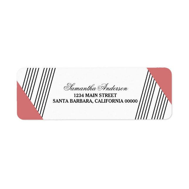 Red Geometric Strip Address Labels (Vorne)