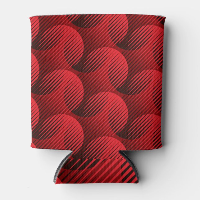 Red Geometry: Raster Line Art Dosenkühler (Vorderseite)