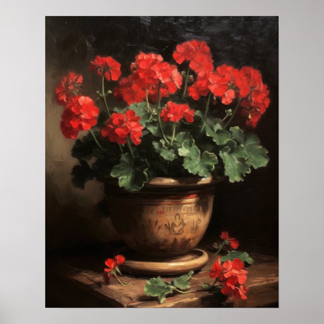 Red Geranium Blume Art Print Poster (Vorne)