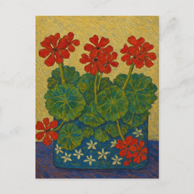 Red Geranium Postcard Postkarte (Vorderseite)