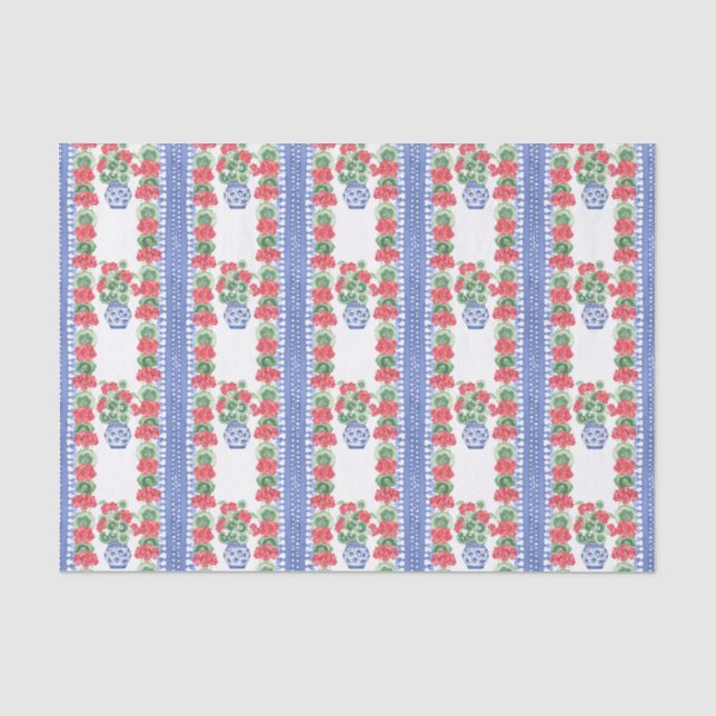 Red Geraniums Pattern Seidenpapier (Vorderseite)