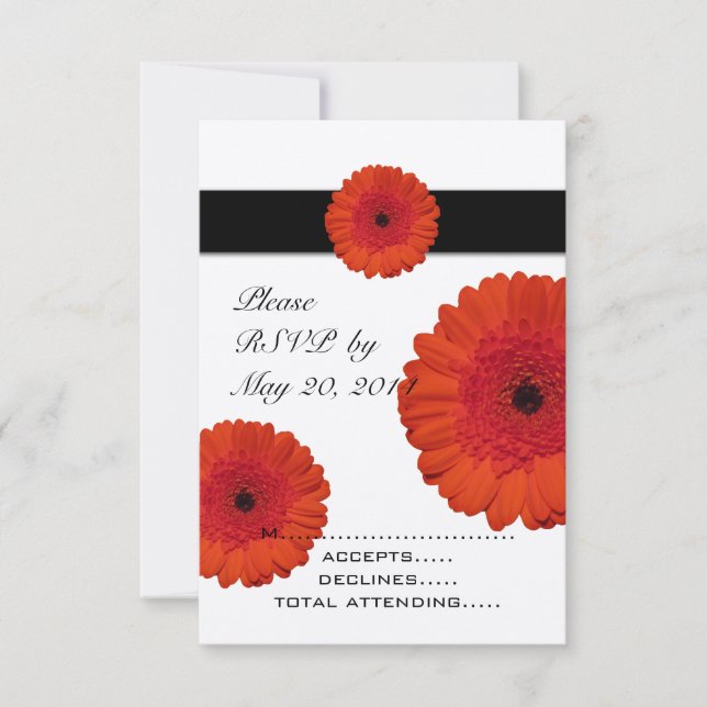 Red Gerber Daisy Wedding RSVP Cards (Vorderseite)
