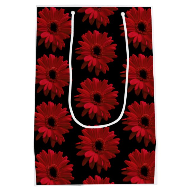 Red Gerbera Daisies Mittlere Geschenktüte (Rückseite)