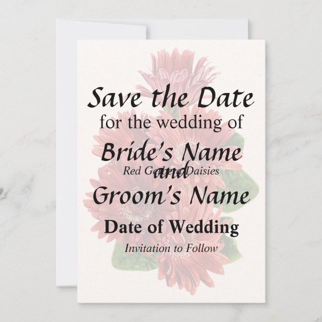 Red Gerbera Daisies Save The Date (Vorderseite)