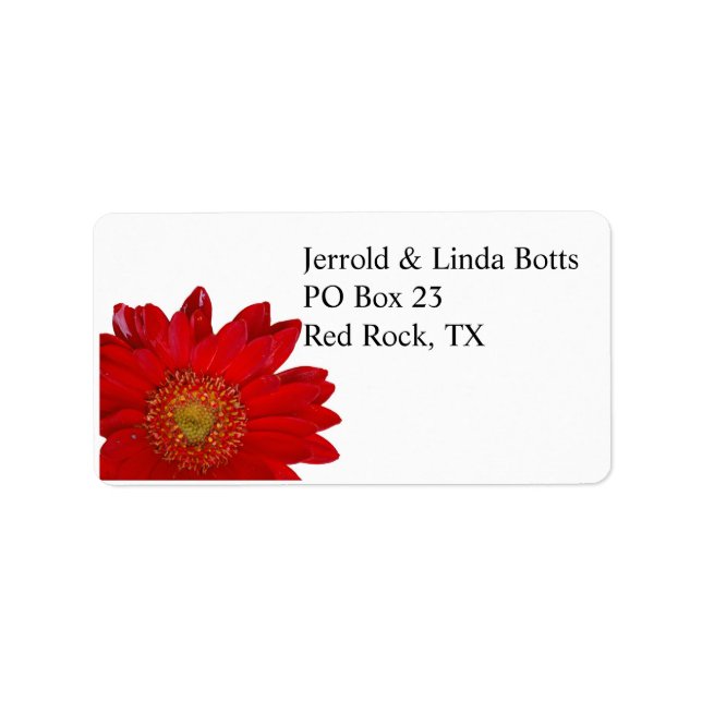 Red Gerbera Daisy Address Label Adressaufkleber (Vorne)