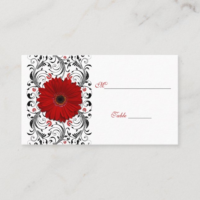 Red Gerbera Daisy Besondere Anlass Platzkarte (Vorderseite)