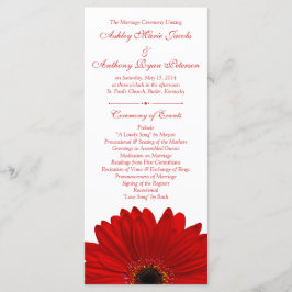Red Gerbera Daisy Blume White Wedding Program Programm