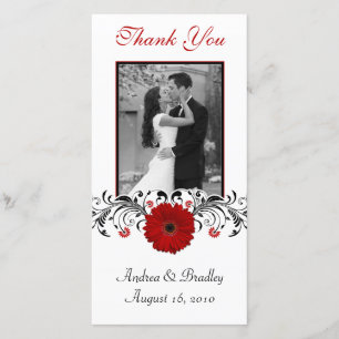 Red Gerbera Daisy Floral Vielen Dank für Ihre Foto Dankeskarte