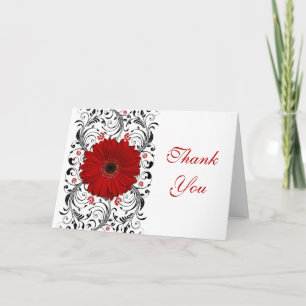 Red Gerbera Daisy Floral Wedding Danke-Card Dankeskarte