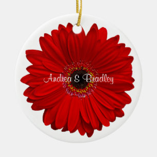 Red Gerbera Daisy Personalisiert Hochzeitstag Keramikornament