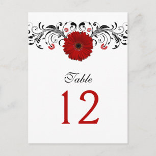 Red Gerbera Daisy Tischnummer Card