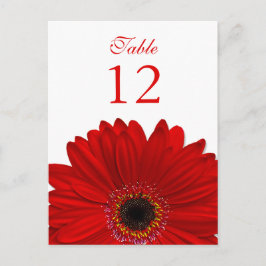 Red Gerbera Daisy Tischnummer Card Flat
