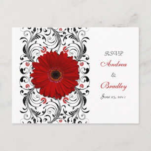 Red Gerbera Daisy UAWG Postcard Einladungspostkarte