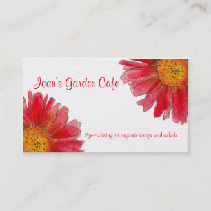 Red Gerbera Daisy Watercolor Flower Garden Visitenkarte