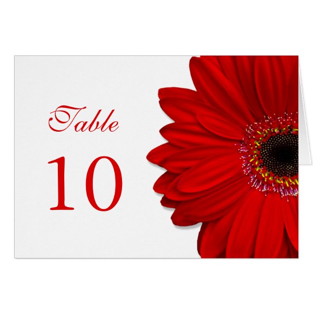 Red Gerbera Daisy Wedding Table Card (Vorderseite (Horizontal))