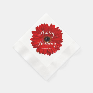 Red Gerbera Gerber Daisy Personalisiert Wedding Serviette