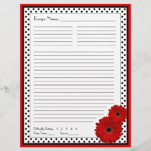 Red Gerbera Polka Dot Binder Recipe Beilagen