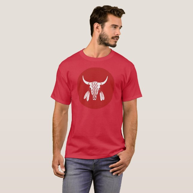 Red Ghost Dance Buffalo Circle Kardinal T - Shirt (Vorne ganz)