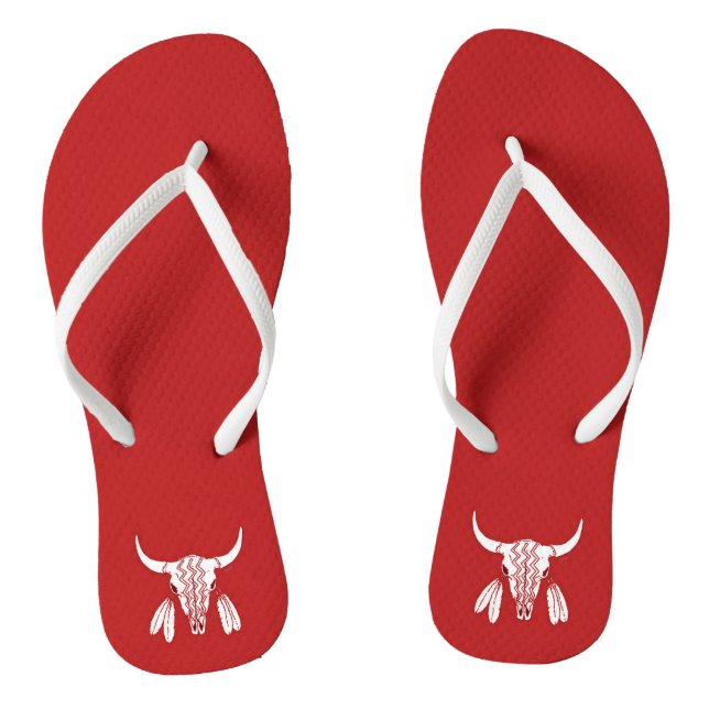 Red Ghost Dance Buffalo Flip Flops (Fußbett)