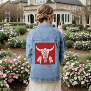 Red Ghost Dance Buffalo Frauen denim Jacke
