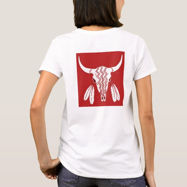 Red Ghost Dance Buffalo Frauen Weiße T - Shirt zur (Rückseite)