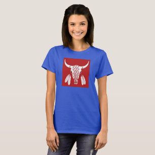 Red Ghost Dance Buffalo Frauenblauer T - Shirt
