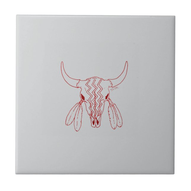 Red Ghost Dance Buffalo gray small tile Fliese (Vorderseite)