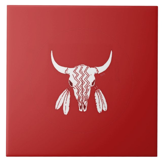 Red Ghost Dance Buffalo große Fliese (Vorderseite)