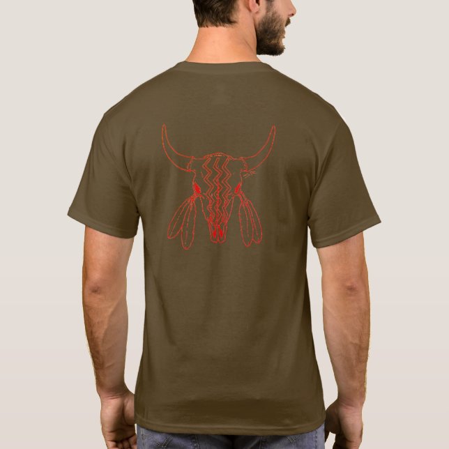 Red Ghost Dance Buffalo Line brauner T - Shirt zur (Rückseite)