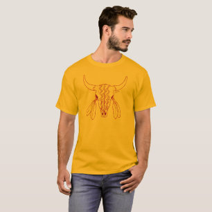 Red Ghost Dance Buffalo Line Gold T - Shirt